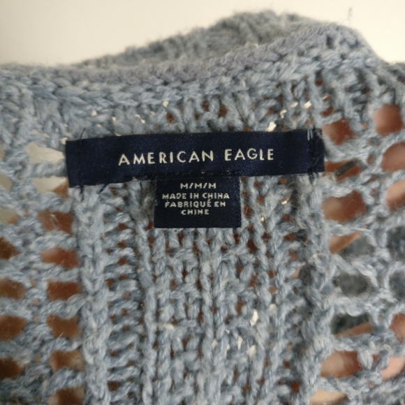 Medium Blue American Eagle Sweater Dress with ballooned sleeves - Picture 3 of 3